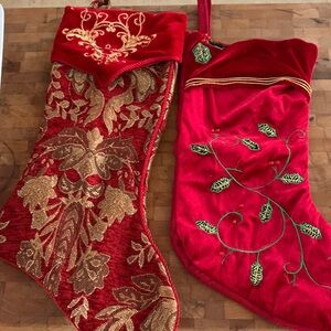 Elegant Red and Gold Christmas Stocking Set